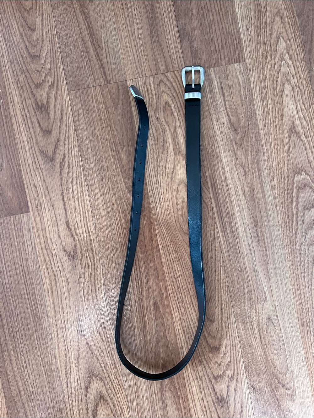 Madewell Black Leather Belt Silver Buckle 29–37”